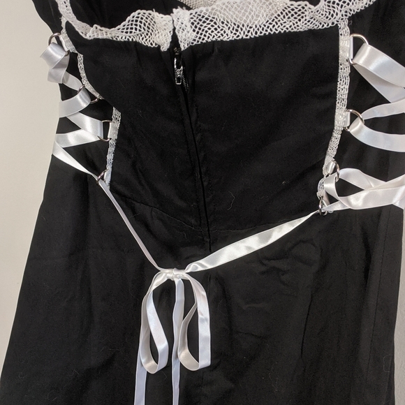 Lucky 13 Tiki Skull Halter Dress Stripes  L - Picture 8 of 10